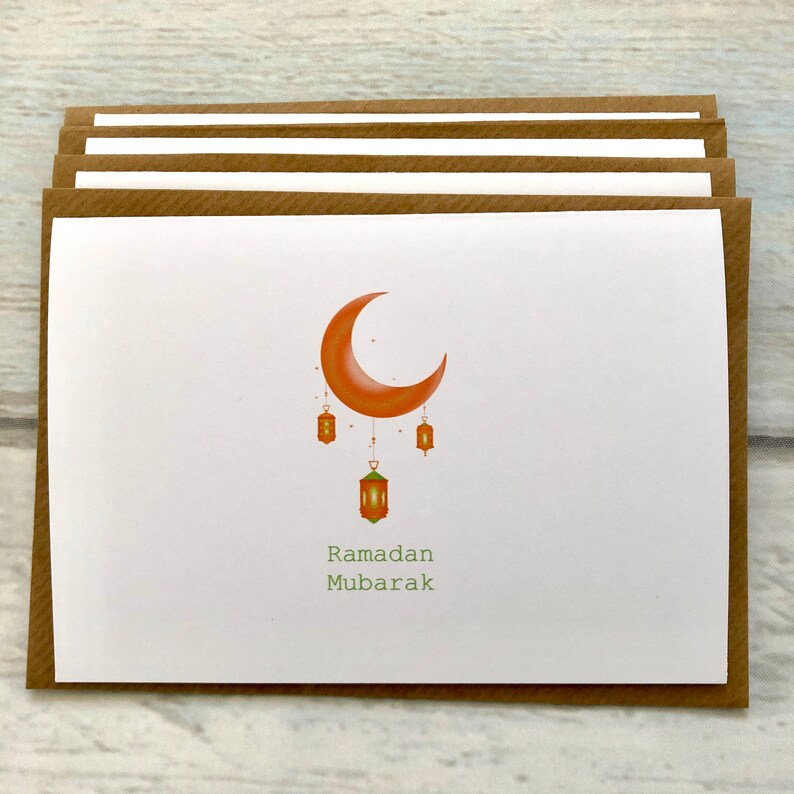 Happy Ramadan Kareem Mubarak Lockdown Greeting Cards Holiday Pack of 4 blank Inside Social Distance Eid