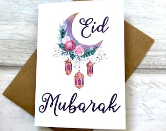 Happy Eid Mubarak Kareem Card Pack of 1 (Blank Inside) Muslim Greeting