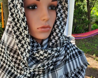 Keffiyeh Palestinian Style Head Wrap Military Scarf Shemagh Desert Scarf Sarong Face Dust/ Sun Protection cover up Shawl Unisex