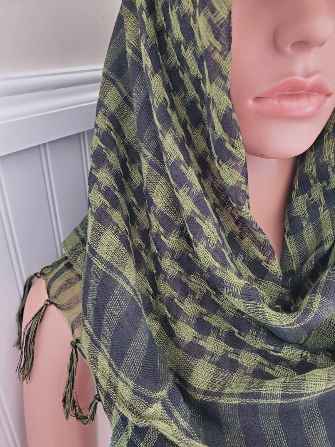 Keffiyeh Palestinian Style Head Wrap Military Green Scarf Shemagh