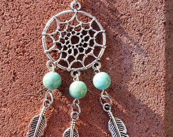 Dream Catcher Necklace A boho-chic Lovely Turquoise bead Tassel Necklace