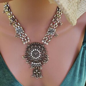 Rhinestone Medallion Statement Pendant Gorgeous Chic Bohemian/ Boho  Necklace Gift Idea