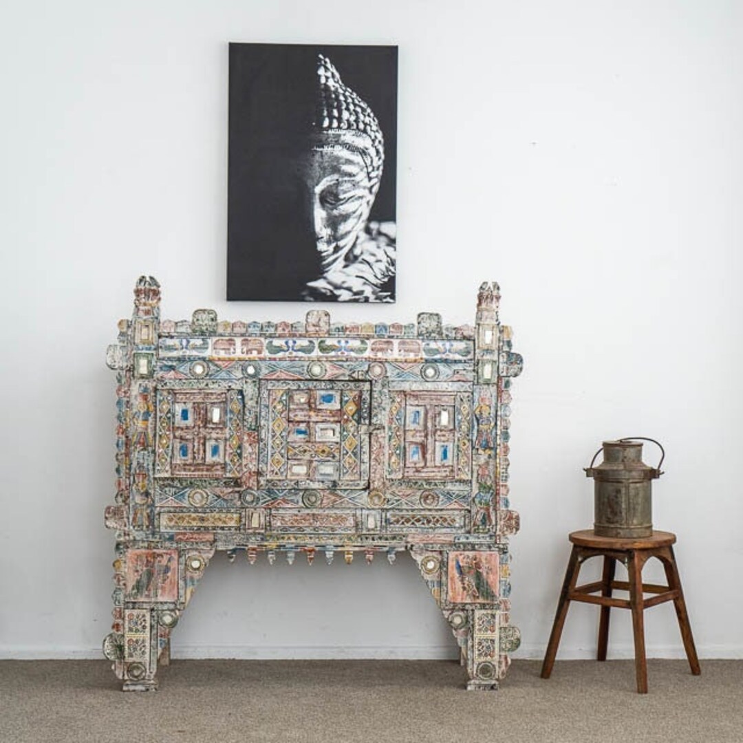 Muebles BoutiQ Aparador grande encalado indio / Muebles indios Etsy