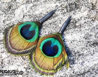Pendientes de pavo real de Damask