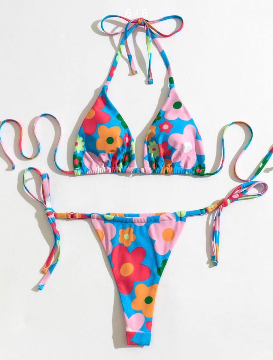 Flower thong Bikini Set | Etsy