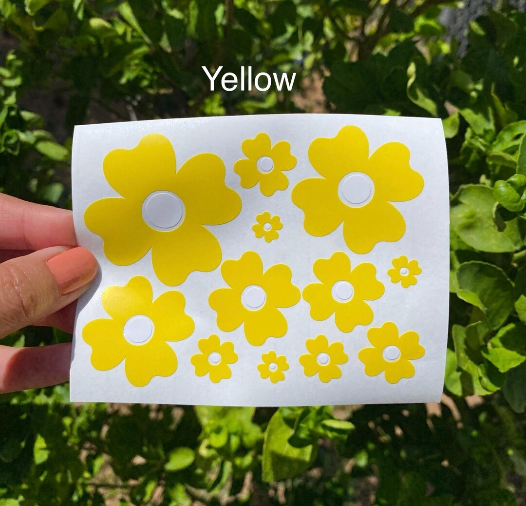 Daisy Flower Decal Sheet 12 Stickers, Retro Hippie Groovy Flowers for ...