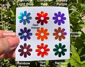 Retro Daisy mini Flower Decals, Groovy Hippie Vinyl Stickers for Stanley Cup, Set of 12 mini decals,