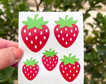 Strawberry decal,  Fruit Strawberries Window Sticker, Set of 5 ,  kitchen appliance decor,