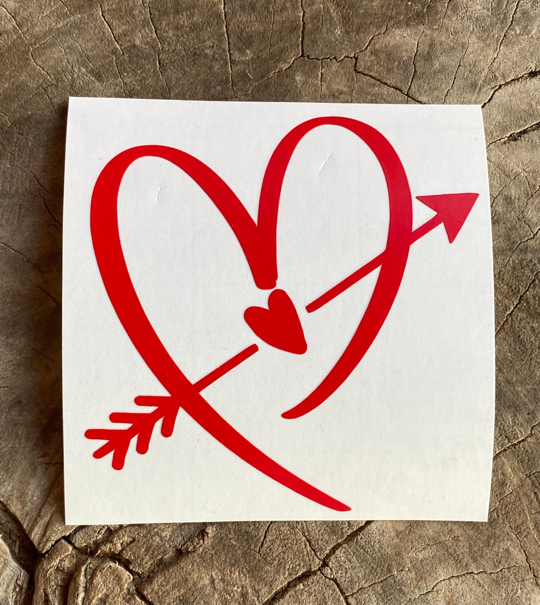 Valentines Day Heart With Arrow Vinyl Decal, Heart Sticker, Love Decal ...