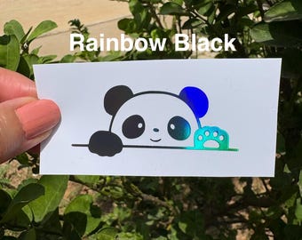 Kawaii Panda Peeking Car Decal, Holographic Vinyl Sticker, Laptop, Mug, Water Bottle Accessory