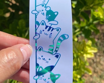 Cat peaking decal, multiple cats peaking sticker, cute cat decal, cats lover gift, cute smiling cats sticker, furry friend decal,