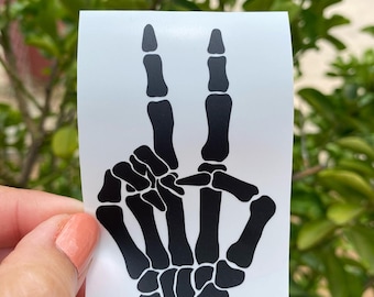 Skeleton Hand Peace Sign Decal, 4 x 4 off-road vehicle Car, Truck, Laptop, jeep Sticker,