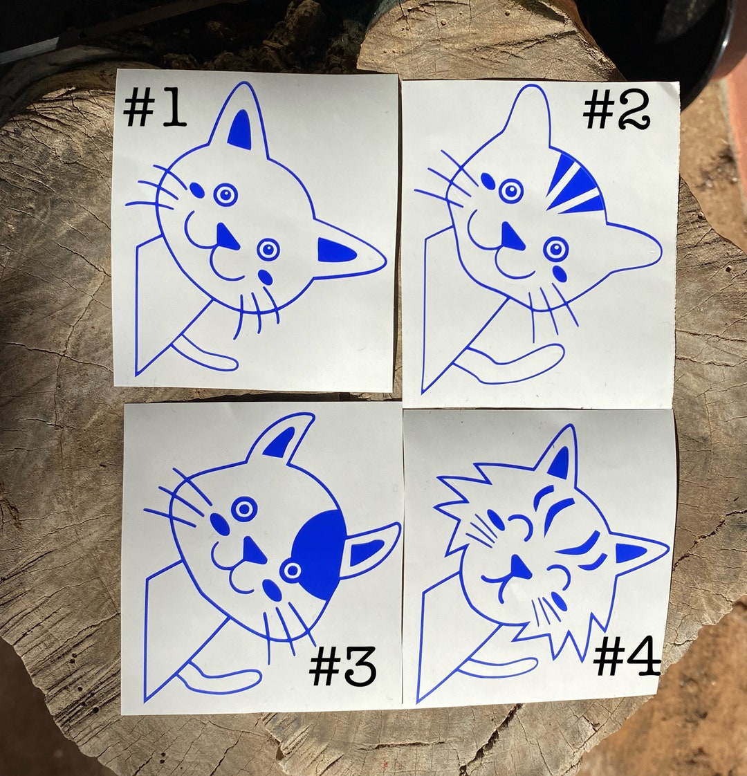 Peeking Cat Vinyl Car Decal Cute Cat Peeking Decal Etsy