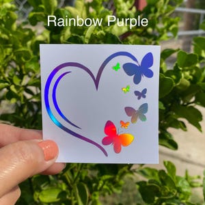 heart with butterflies car decal, Sparkly Heart Butterfly, butterflies sticker, Flutter of Butterflies Heart Love Sticker, Butterfly Love,