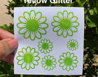 Retro Daisy Flower Decals, Groovy Hippie Vinyl Stickers for Stanley Cup (Sheet of 8 )