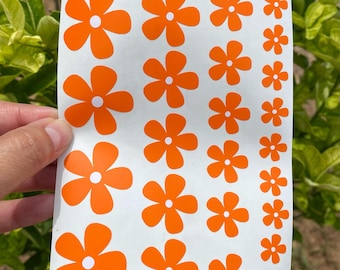 Daisy Flower Car Decals: Groovy Hippie Flower Stickers, mug, laptop , Set of 24