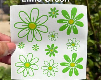 Groovy Daisy Flower Decals, Retro Boho Vinyl Stickers, Tumbler Art
