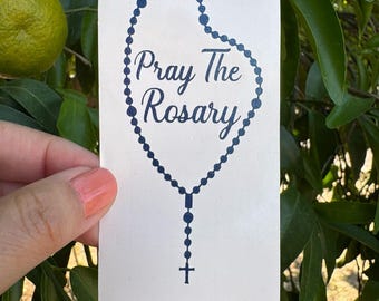 Pray the Rosary Decal, Catholic Car Sticker, Religious Christian Gift