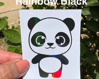 Kawaii Panda Car Decal, Holographic Vinyl Sticker, Laptop, Mug, Bumper Graphic