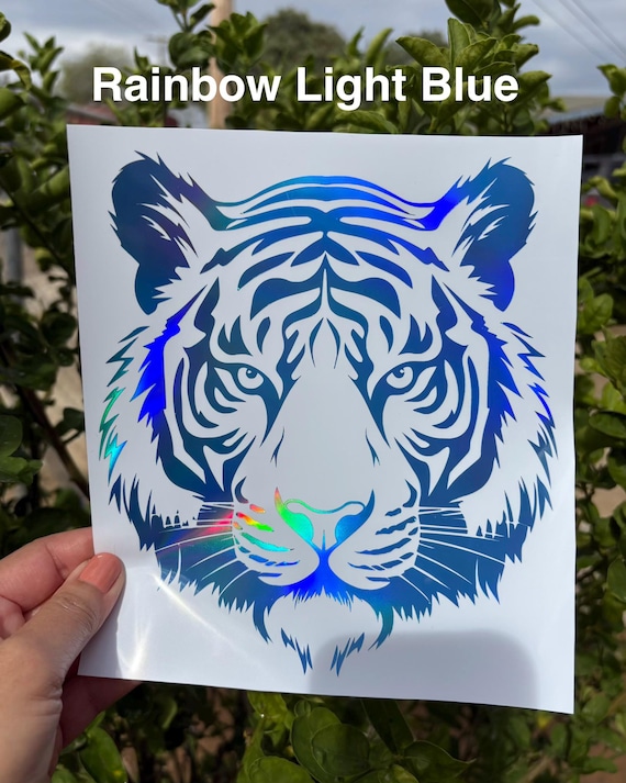 Angry bengal Tiger Head Holographic Vinyl Decal, Car/Truck Window Sticker, camping rv decor,