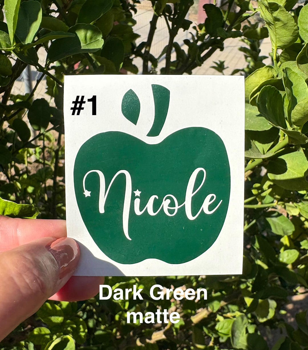 Personalized Name Apple Vinyl Decal, Custom Cursive Name Teacher ...