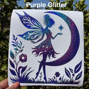 Celestial Fairy Holographic car decal, Stars and Moon magical Pixie fairy Girl sticker,