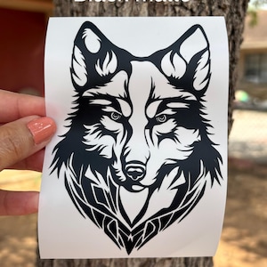 Wolf car Decal, Wild Animal Tribal camping Sticker,