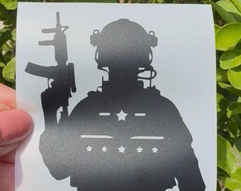 Army Soldier Vinyl Decal, Patriotic Car/Truck Sticker