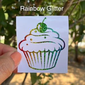 Cupcake with Sprinkles and cherry sticker, cupcake baker decor,  Baking Decal, Bakery Owner Gift, Sweet Treats Decal, Dessert Sticker,