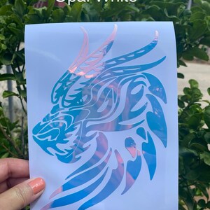 angry dragon head car window decal, Fire Breathing sticker, fantasy creatures, Mystical Dragon decor, Opal White