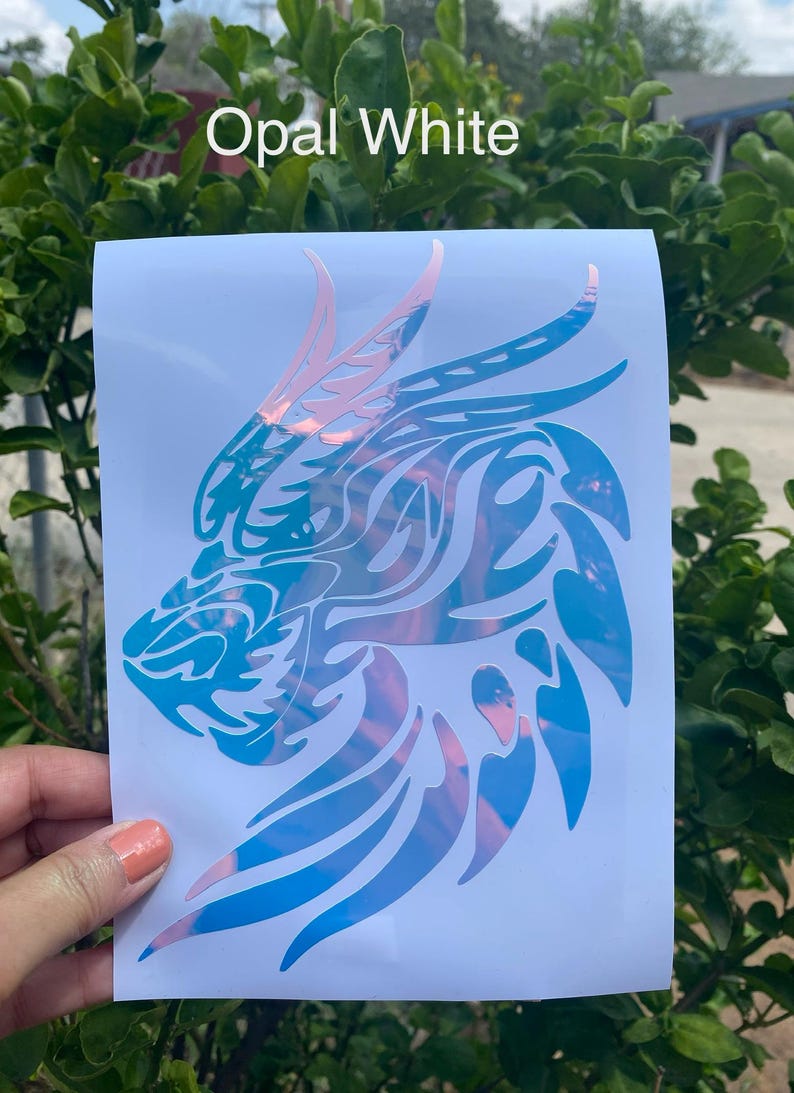 angry dragon head car window decal, Fire Breathing sticker, fantasy creatures, Mystical Dragon decor, Opal White