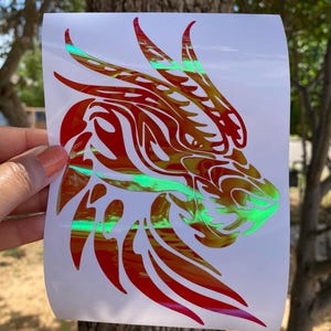 angry dragon head car window decal, Fire Breathing sticker, fantasy creatures, Mystical Dragon decor, Bild 5