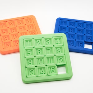 4x4 Sliding Number Puzzle - (15 Puzzle, Gem Puzzle, Boss Puzzle, Game of 15, Mystic Square) - 3d Printed Plastic