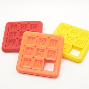 3x3 Sliding Number Puzzle - (15 Puzzle, Gem Puzzle, Boss Puzzle, Game of 15, Mystic Square) - 3d Printed Plastic