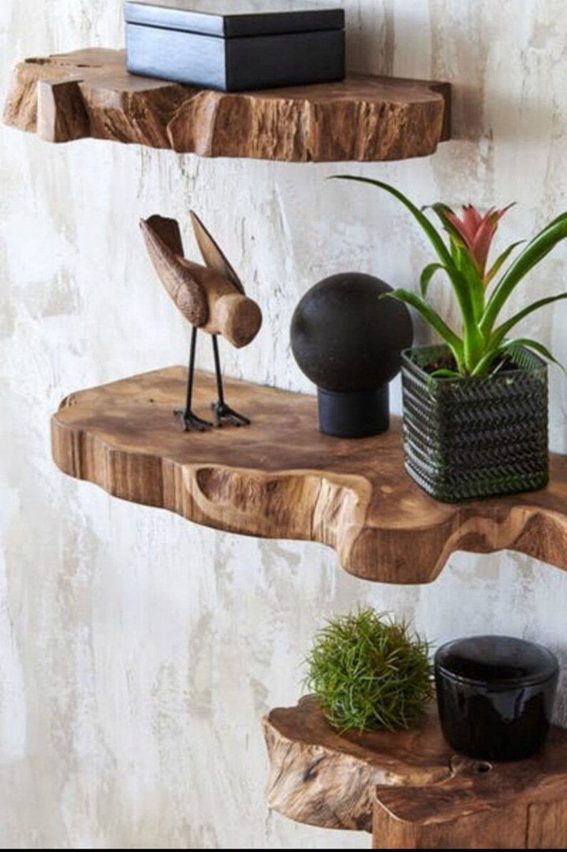 Live Edge Floating Shelf Walnut Custom Floating Etsy UK