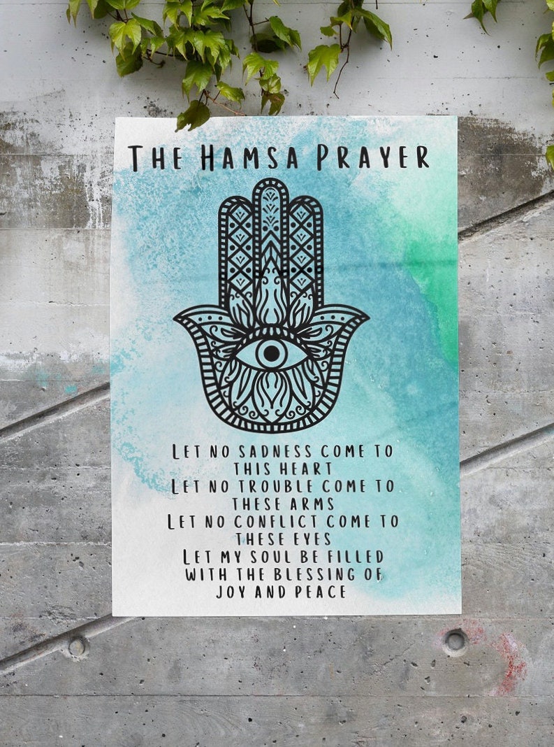 The Hamsa Prayer A4 Spiritual Poster Print Designed in the Etsy