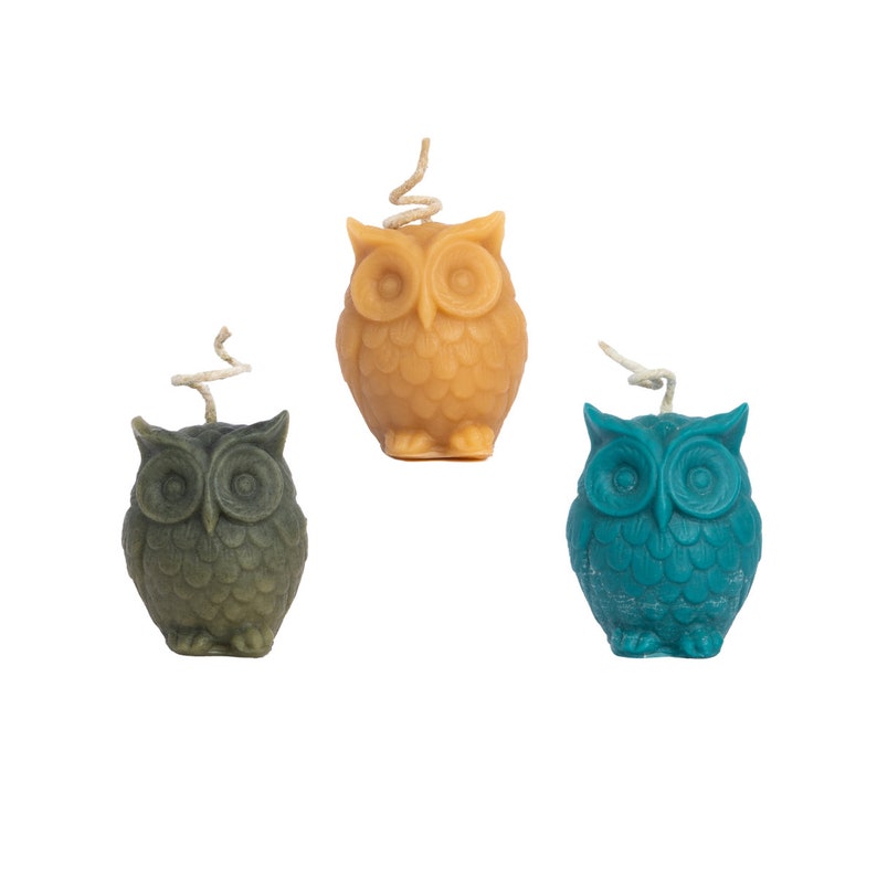 Pure Beeswax Owl Candle Pack of 3