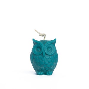 Pure Beeswax Owl Candle Single Teal