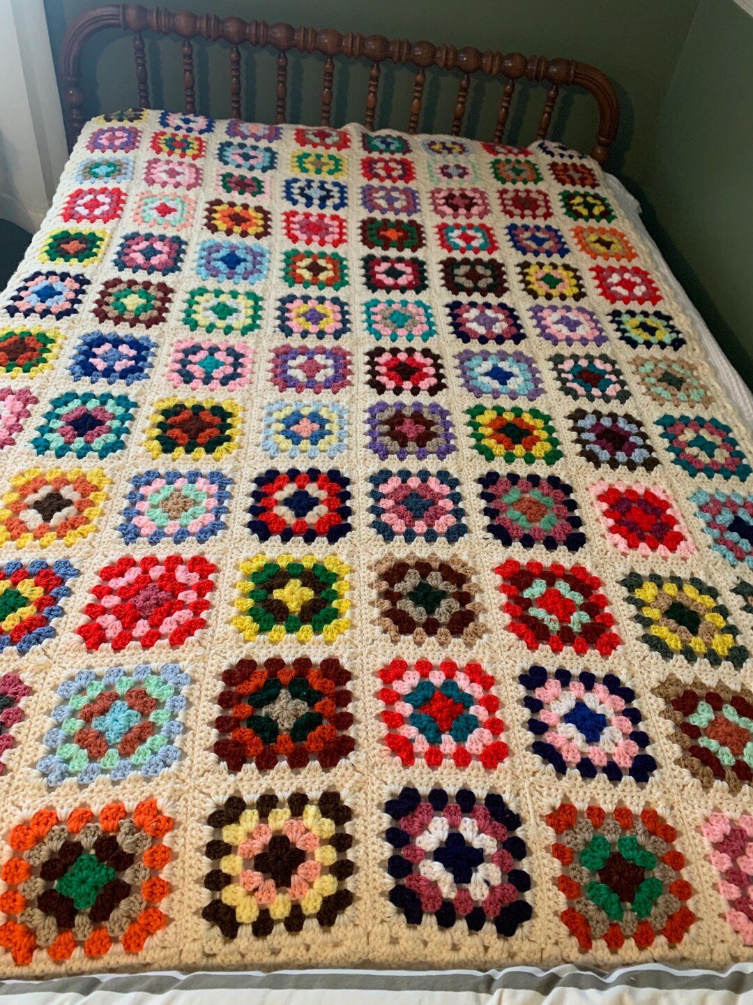 Large Granny Square Afghan Handmade - Etsy