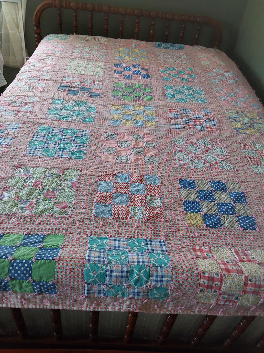 Vintage Hand Tied Nubby Quilt - Etsy