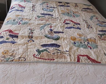 Whimsical Circus Theme Quilted Coverlet Baby, Toddler