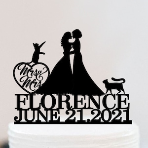 Lesbian cake topper | Same Sex Cake Topper With Brides | Personalized Mrs And Mrs Funny Cake Topper | Custom Gay Cake Topper  W073