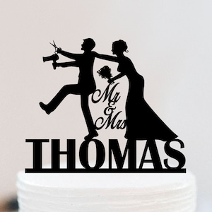 Barber Cake Topper | Hairdresser Wedding Cake Topper | Personalized Cake Topper | Funny Cake Topper | Bride And Groom Cake Topper W211