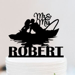 Fishing Boat Wedding Cake Topper | Fisherman Cake Topper | Boat  Cake Topper | Couple cake topper | Boating Cake Topper W197