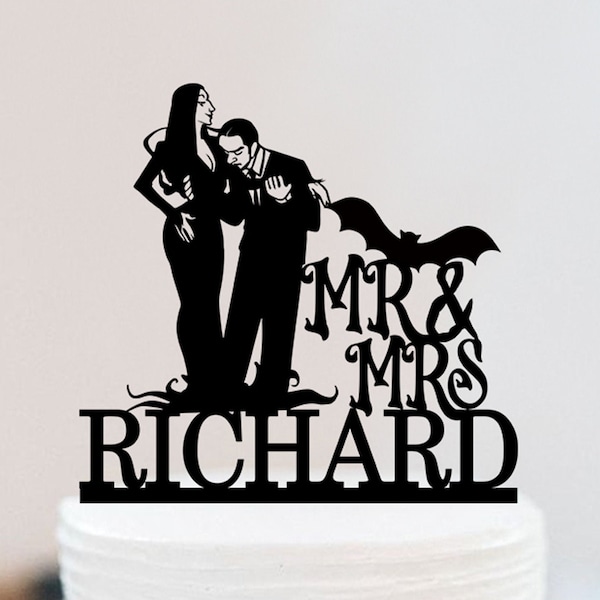 Halloween Wedding Cake Topper | Adams Family Cake Topper | Morticia and Gomez Cake Topper | Till Death Do Us Part W149