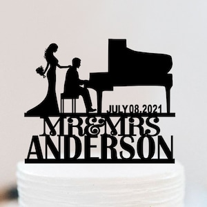 Pianist Wedding Cake Topper | Musician Cake Topper | Music Custom Cake Topper | piano player music theme | Mr And Mrs Cake Topper W210