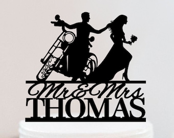 Motorcycle Wedding Cake Topper | Harley Davidson Cake Topper | Groom And Bride Cake Topper | Motorbike Funny Cake Topper  W162