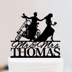 Motorcycle Wedding Cake Topper | Harley Davidson Cake Topper | Groom And Bride Cake Topper | Motorbike Funny Cake Topper  W162