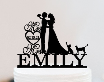 Lesbian Wedding Cake Topper | Same Sex Custom Cake Topper | Personalized Mrs And Mrs Funny Cake Topper | Custom Gay Cake Topper  W095