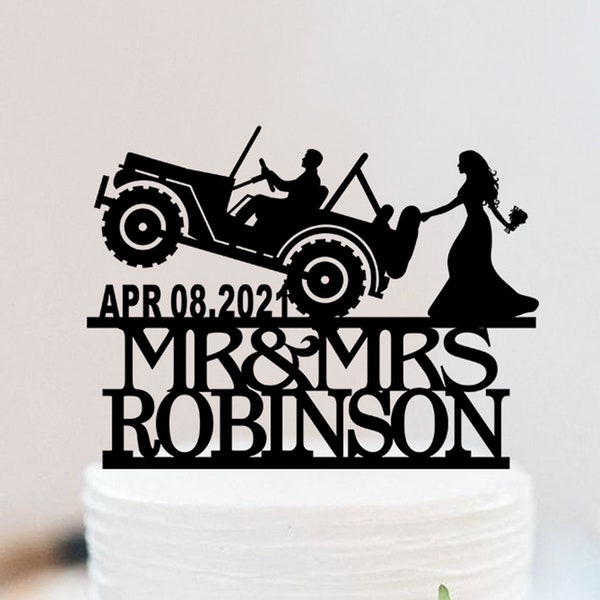 Off Road Wedding Cake Topper | Let The Adventure Begin Cake Topper | Off Road Theme Decor | Mr And Mrs Cake Topper W108